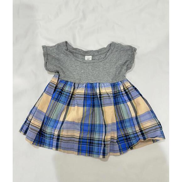 GAP Other - Baby Gap Girl’s Blue Plaid Cotton Lined Short Sleeve Shirt- Size 18-24 Months